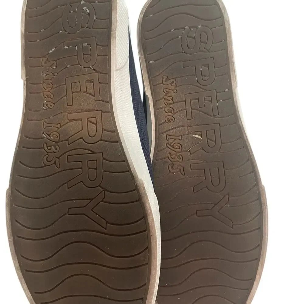 ✨ SPERRY Navy White Nautical Slip On Boat Shoes 8 Memory Foam ⚓ - Picture 5 of 7